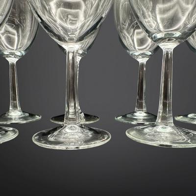 Set of 6 French Clear Stemmed Wine Glasses