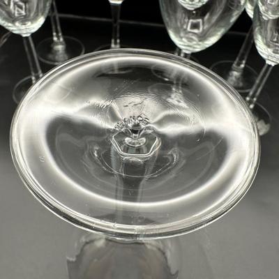 Set of 6 French Clear Stemmed Wine Glasses