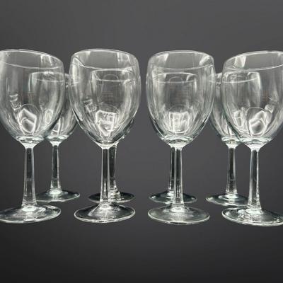 Set of 6 French Clear Stemmed Wine Glasses