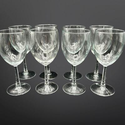 Set of 6 French Clear Stemmed Wine Glasses