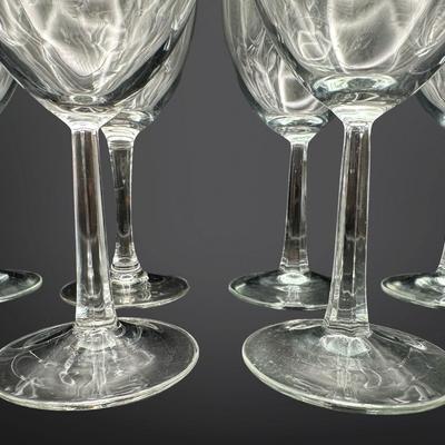 Set of 6 French Clear Stemmed Wine Glasses