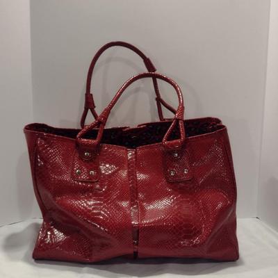 Elizabeth Arden Faux Leather Alligator Texture Large Tote Bag