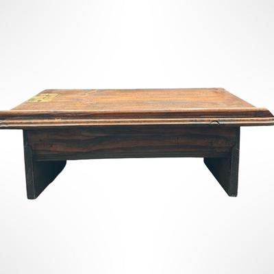 Vintage Slant-Top Wooden Lap Desk with Storage