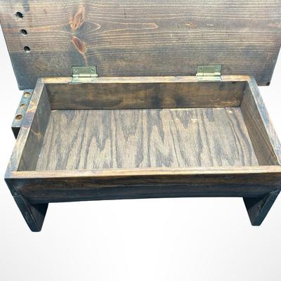 Vintage Slant-Top Wooden Lap Desk with Storage