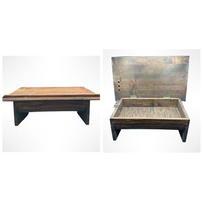 Vintage Slant-Top Wooden Lap Desk with Storage