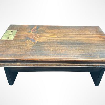 Vintage Slant-Top Wooden Lap Desk with Storage