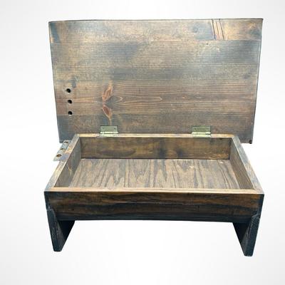 Vintage Slant-Top Wooden Lap Desk with Storage