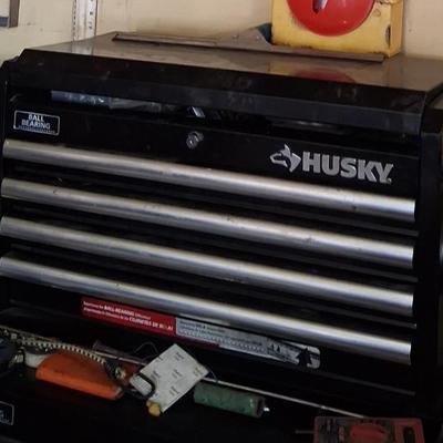2 tier tool box, full of tools 