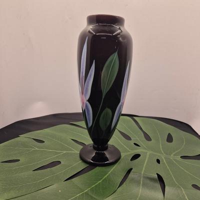 Sale Photo Thumbnail #402: Marked SO 453I6  ( E & O)  Renowned American art glass studio in Chico, CA.
11 inches tall, amethyst glass color 
Retail at $200 ++