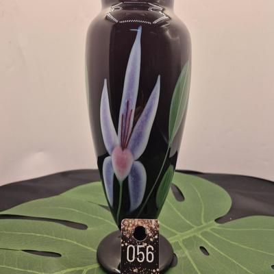 Sale Photo Thumbnail #401: Marked SO 453I6  ( E & O)  Renowned American art glass studio in Chico, CA.
11 inches tall, amethyst glass color 
Retail at $200 ++
