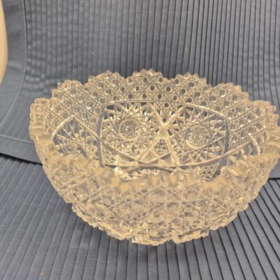 Sale Photo Thumbnail #407: Cut glass bowl, American Brilliant  
Leaded glass plate  1 inch deep x 11 inch diameter
excellent condition