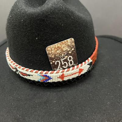 Sale Photo Thumbnail #459: Black, 100% wool, with beaded hat band   Size M