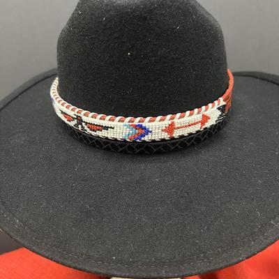 Sale Photo Thumbnail #460: Black, 100% wool, with beaded hat band   Size M