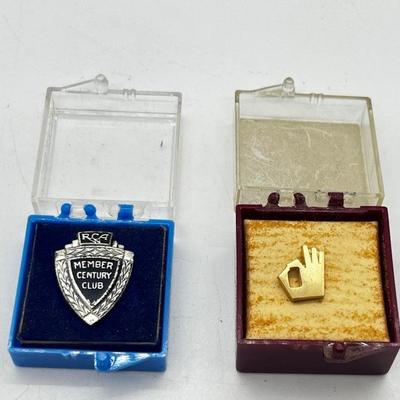 LOT 25J: Vintage RCA Pins - Including One Sterling - and Gold Filled Tie Clip