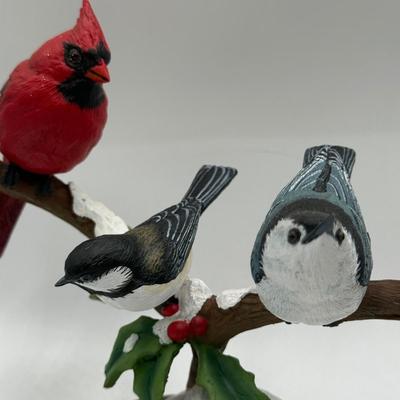 LOT 45D: Danbury Mint "Winter Gathering" Bird Figurine Display