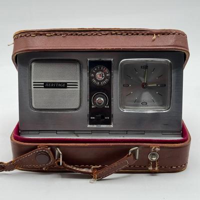 LOT 47L: Vintage Office Items - Stamp, Travel Clock Radio, Denoyer-Geppert Globe Pencil Sharpener, & Letter Openers
