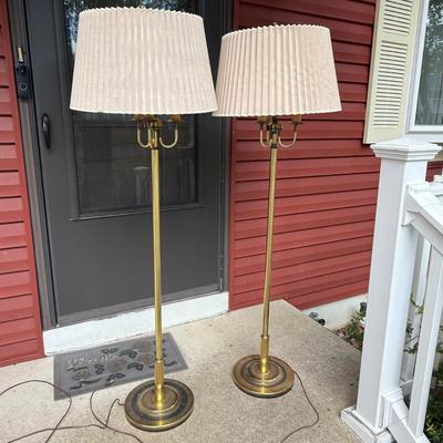 LOT 50L: Two Brass Floor Lamps