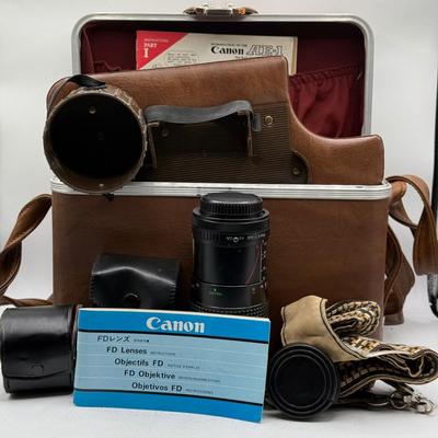 LOT 56D: Canon AE-1 Camera & Lenses w/Case