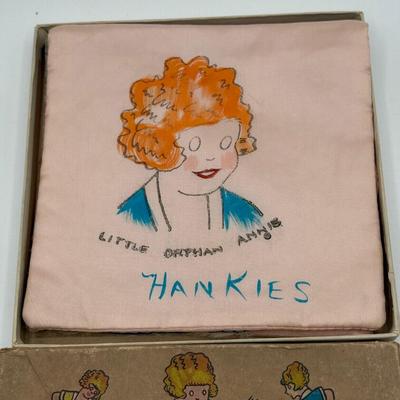 LOT 108: Collection of Vintage Handkerchiefs - Little Orphan Annie, 48 Starred Flag & More!