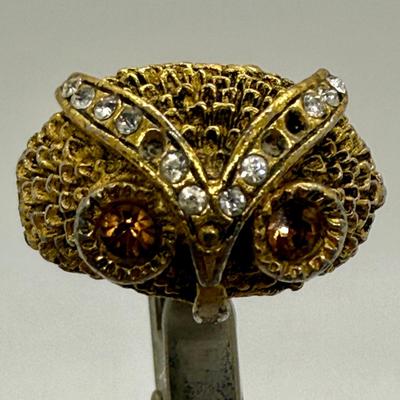 Vintage Gold Tone Owl Ring 1