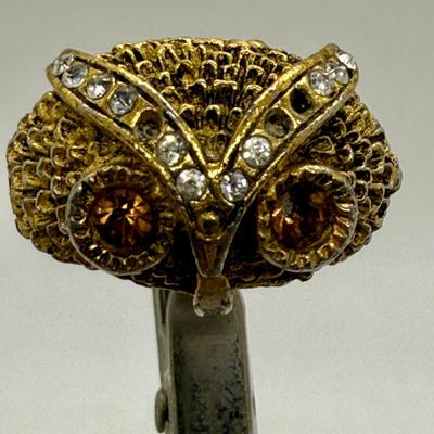 Vintage Gold Tone Owl Ring 1