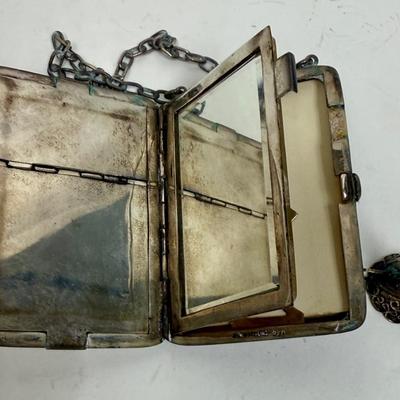 3 piece silver plate lot - tiny funnel, cigarette case, hidden panel purse