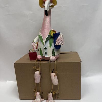 Garden Art Large Articulated Flamingo Shelf Sitter