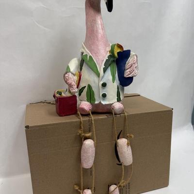 Garden Art Large Articulated Flamingo Shelf Sitter