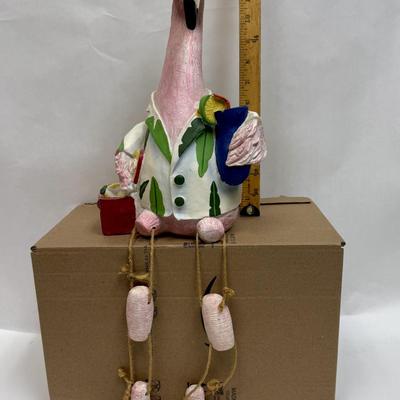 Garden Art Large Articulated Flamingo Shelf Sitter