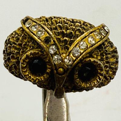 Vintage Gold Tone Owl Ring 2