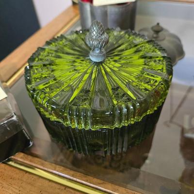 Vintage Indiana Glass green candy dish