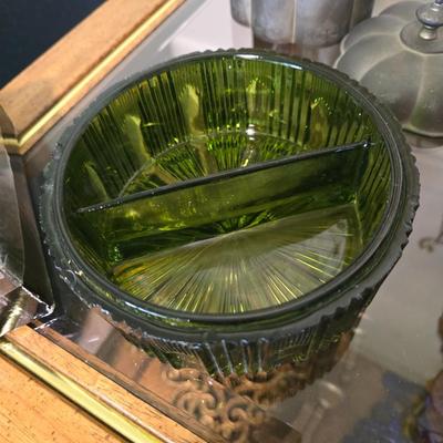 Vintage Indiana Glass green candy dish