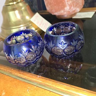 Cobalt Blue crystal tea lights