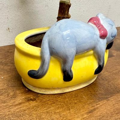 Potted Plant #6 small ceramic pot with sleeping cat