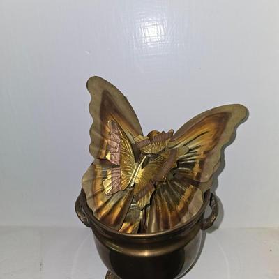 Brass bowl with butterflies
