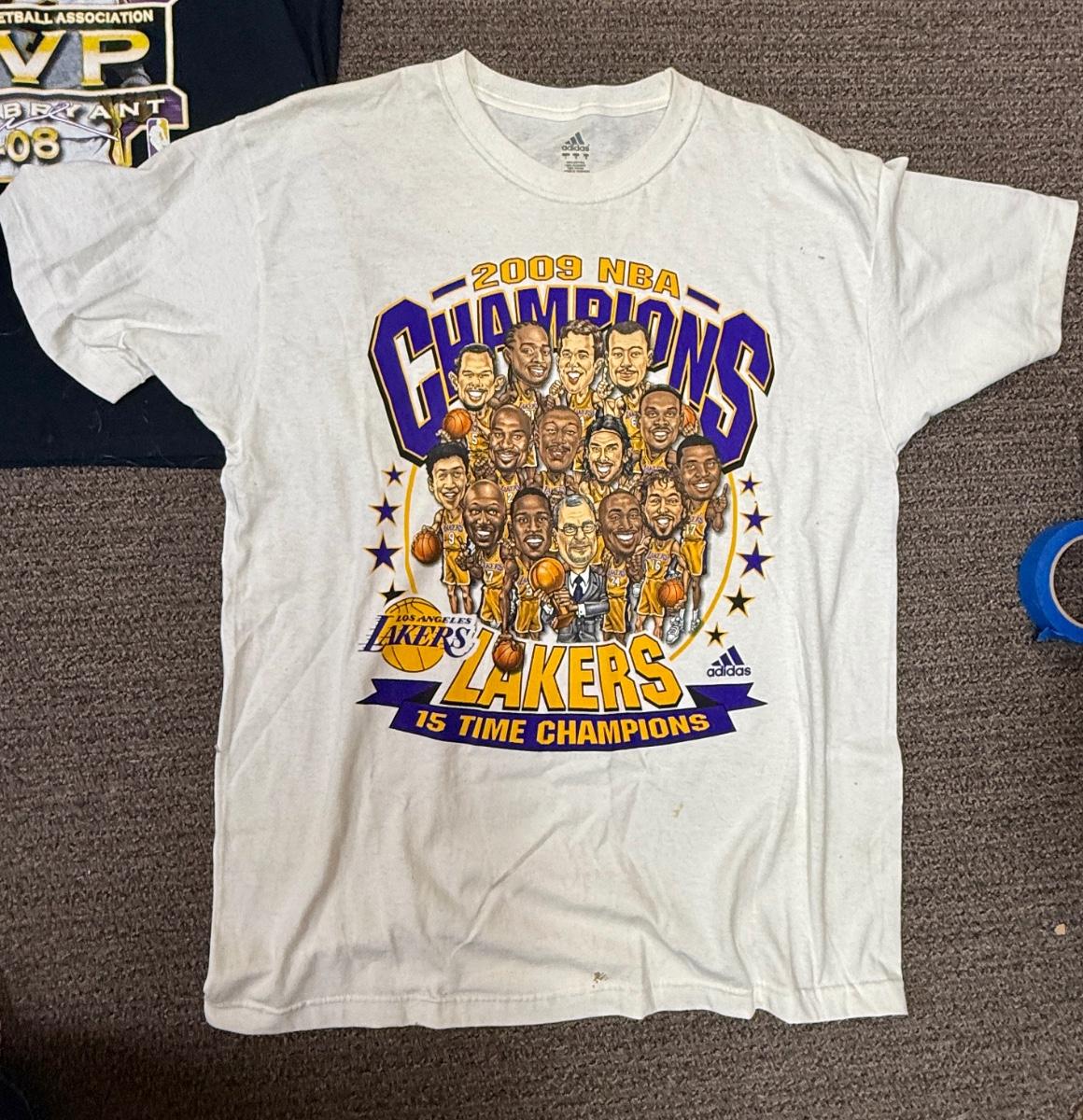 LAKERS 2009 t-shirt NBA Championship Champions size L Adidas