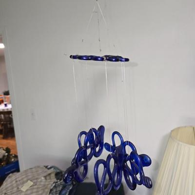 Blue glass windchime