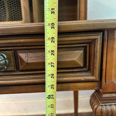 Vintage Writing Desk with Hutch and Brass Pulls