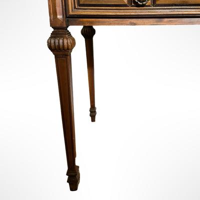Vintage Writing Desk with Hutch and Brass Pulls