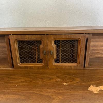 Vintage Writing Desk with Hutch and Brass Pulls