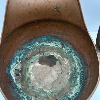 Copper Coal Bucket with Ceramic Blue Handle