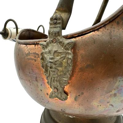 Copper Coal Bucket with Ceramic Blue Handle