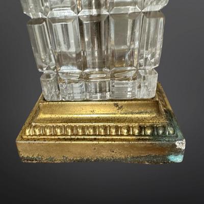 Pair of Vintage Glass Table Lamps with Brass Bases