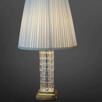 Pair of Vintage Glass Table Lamps with Brass Bases