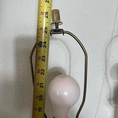 Pair of Vintage Glass Table Lamps with Brass Bases
