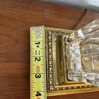Pair of Vintage Glass Table Lamps with Brass Bases