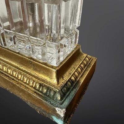 Pair of Vintage Glass Table Lamps with Brass Bases