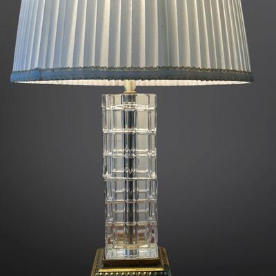 Pair of Vintage Glass Table Lamps with Brass Bases