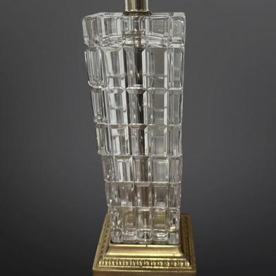 Pair of Vintage Glass Table Lamps with Brass Bases
