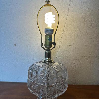 Vintage Glass Table Lamp with Tripod Feet